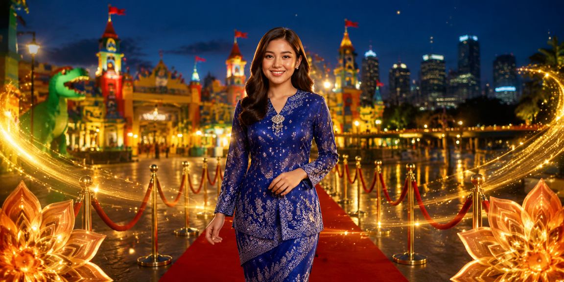 Pengguna wanita berbaju kurung melakukan deposit dalam talian di Malaysia